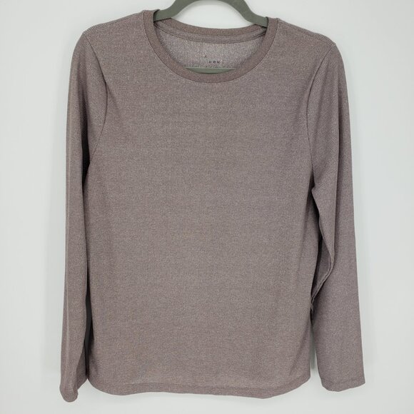 3/$25 A New Day Metallic Ribbed Long Sleeves Top XXL Fitted Silver Taupe Tan - Picture 1 of 7